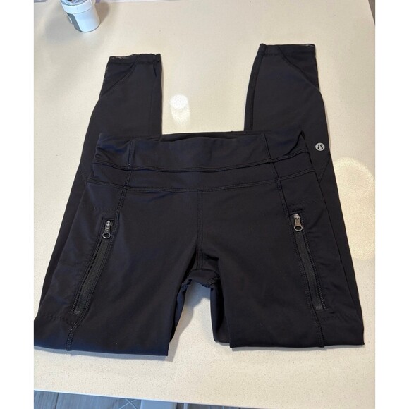 Lululemon black mesh leggings with pockets size 4 - Picture 1 of 7